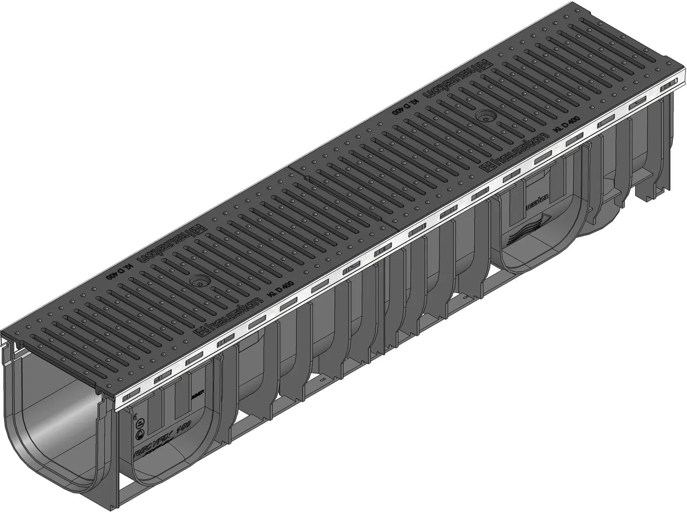 Hauraton Recyfix PLUS 150 D400 Channel & HeelSafe Ductile Iron Grating - 1000mm