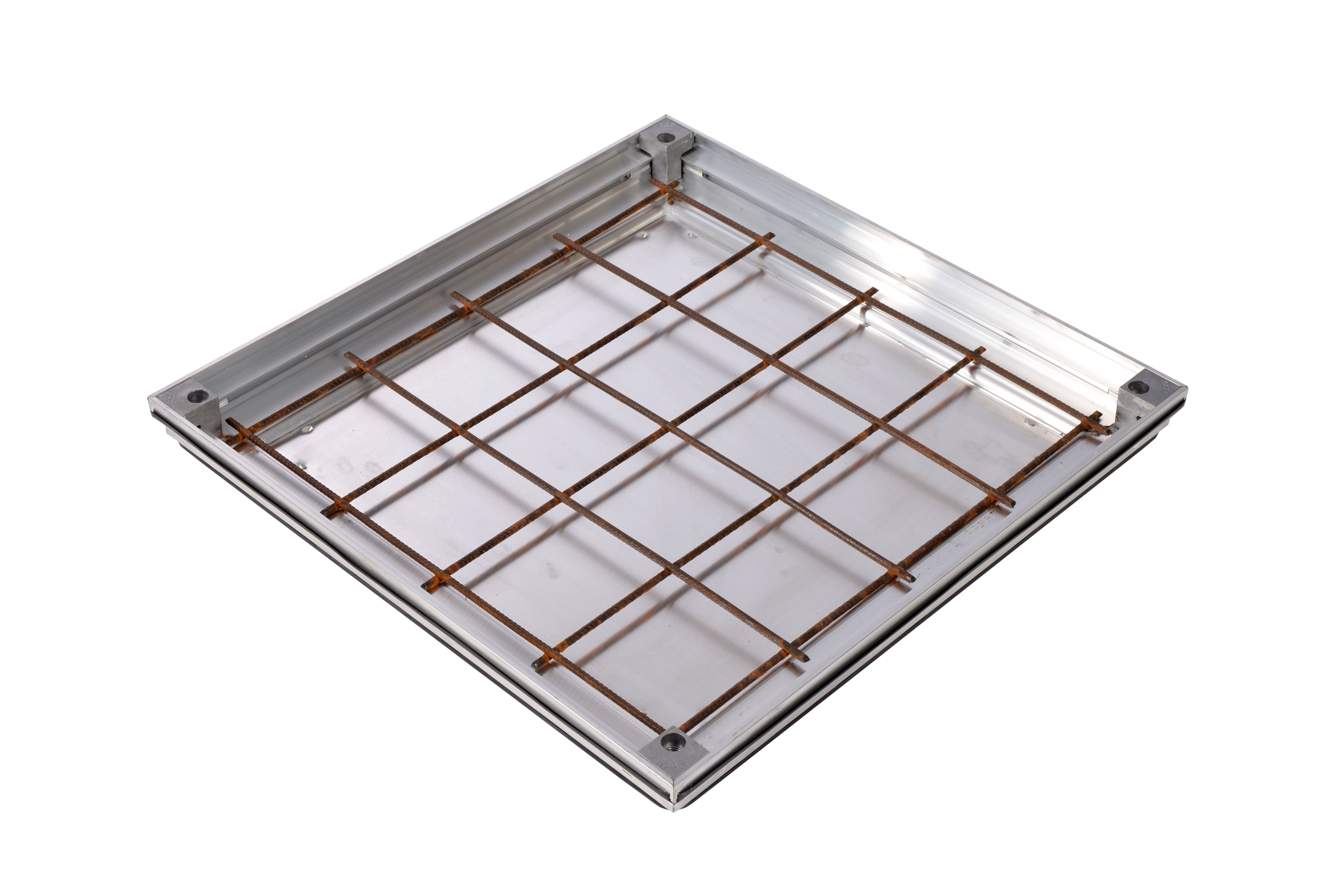 The ACO UniFace AL Shallow access cover unit, without its surrounding frame, showing the internal tray and reinforcement.