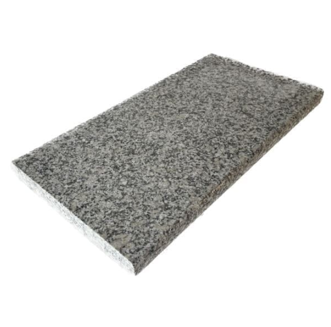 300mm Castle Dolomite Grey granite coping stone end piece in wider format with smooth edge and grey tonal variation