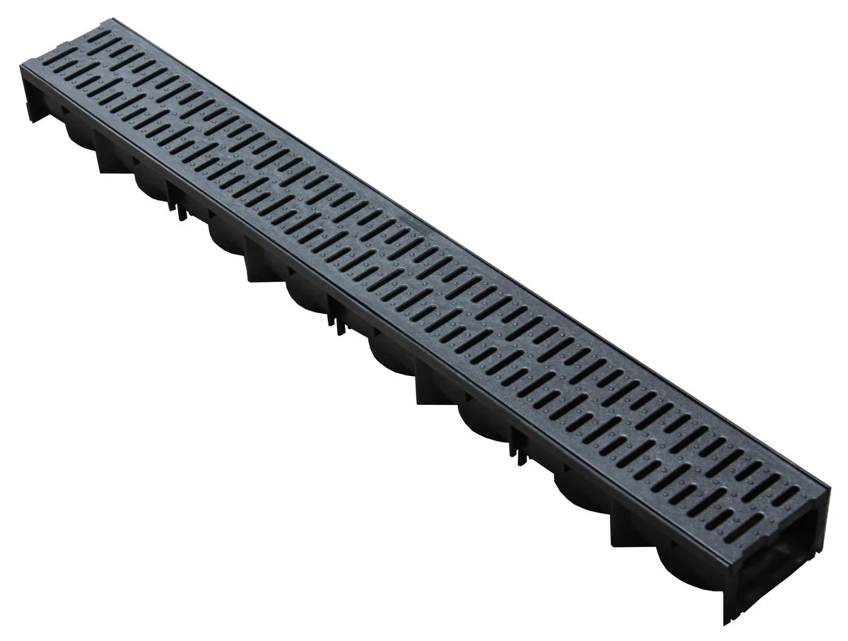 Black EBP Polypropylene Channel Drain on a white background