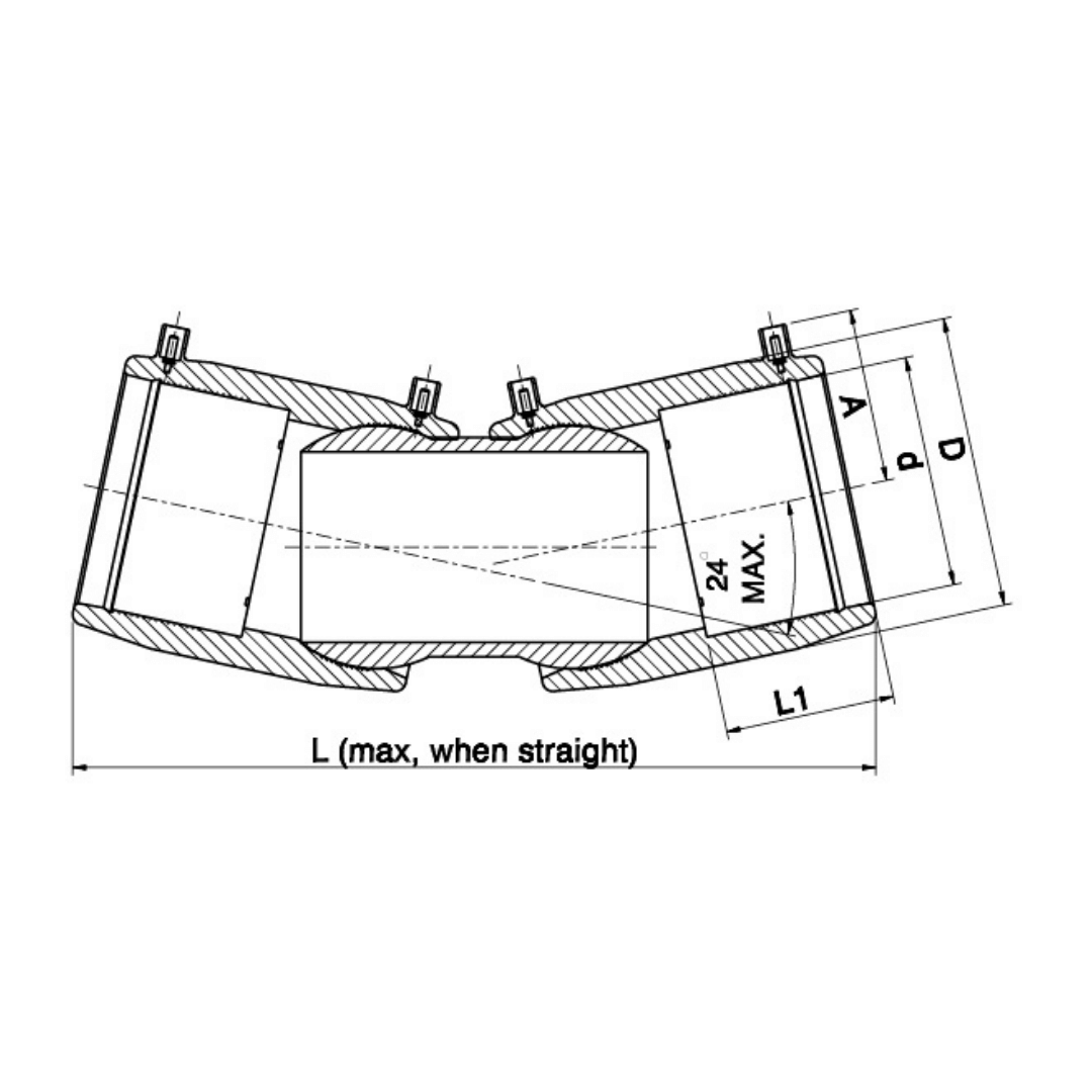 Technical dimension drawing of a cylindrical mechanical component with labelled measurements including L, D, A, P, and R2 MAX.