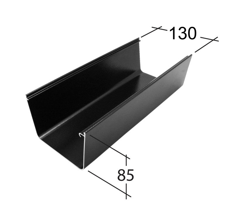 Alutec 3m aluminium box gutter with measurements marked