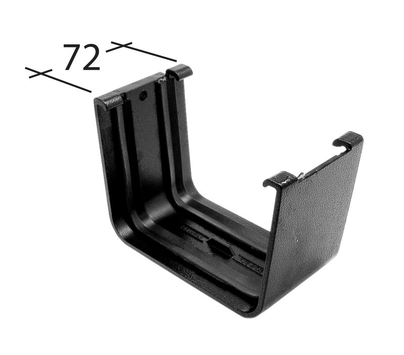 Alutec Evolve aluminium box gutter union clip with dimensions shown