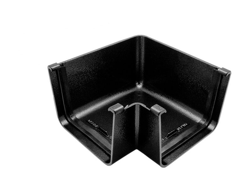 Alutec 90 degree aluminium box gutter angle shown on white background