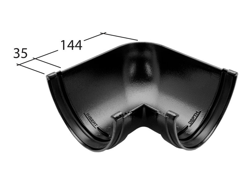 Alutec Evolve 90° aluminium deepflow gutter angle for 125mm system