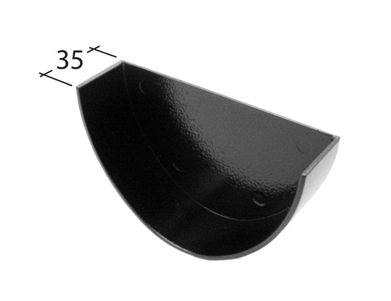 Internal Alutec deepflow gutter stop end with visible measurements