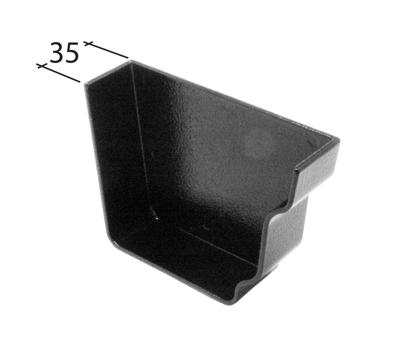 Measured aluminium right-hand internal gutter end cap for ogee profile