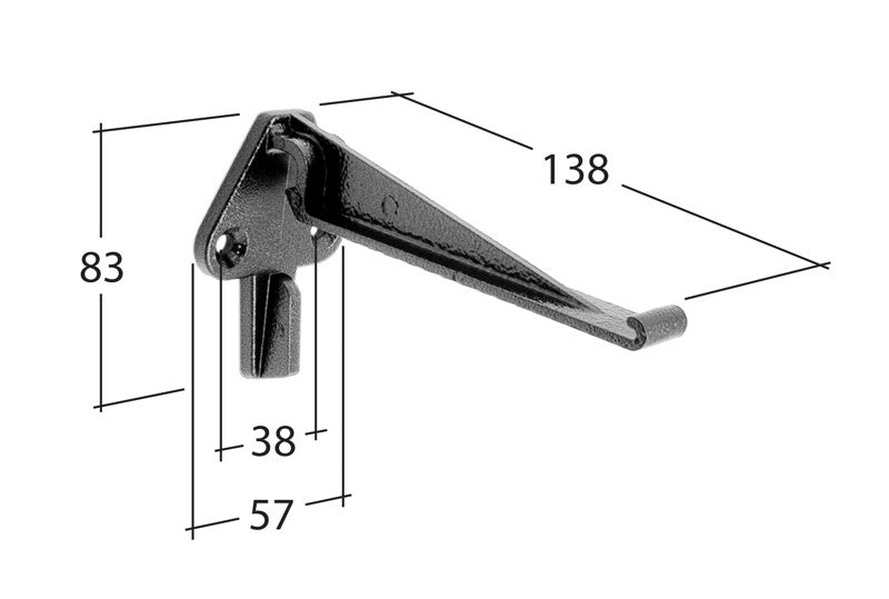 Aluminium ogee gutter fascia bracket showing dimensions for Alutec Evolve system