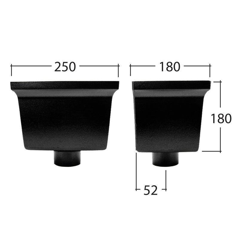 Alutec Tudor 76mm aluminium standard downpipe gutter hopper