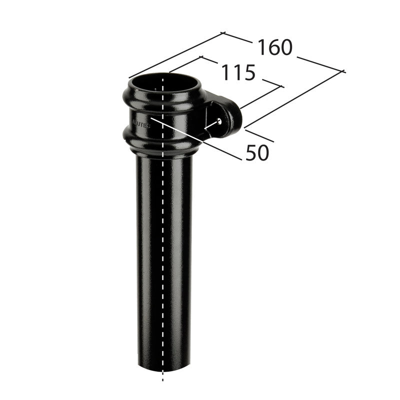 Tudor 76mm aluminium downpipe with socket for traditional rainwater systems