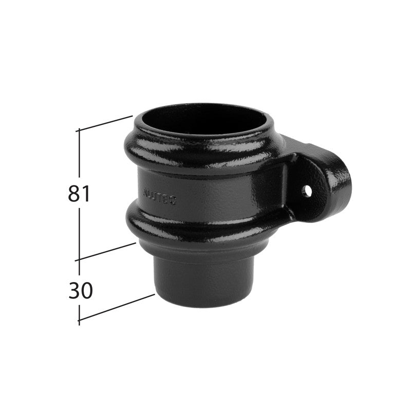 Aluminium pipe socket for 76mm round downpipe joints in Tudor systems