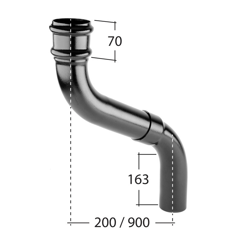 Alutec Tudor adjustable offset bend for 76mm aluminium downpipes, fits 200–900mm projections