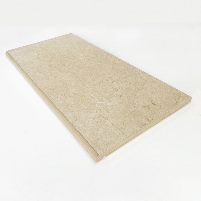 300mm x 600mm Hammerstone Beige porcelain coping stone with underside detail for water run off