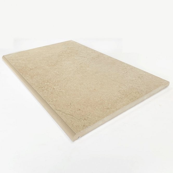 400mm x 600mm Hammerstone Beige porcelain coping stone in wide format with warm neutral finish