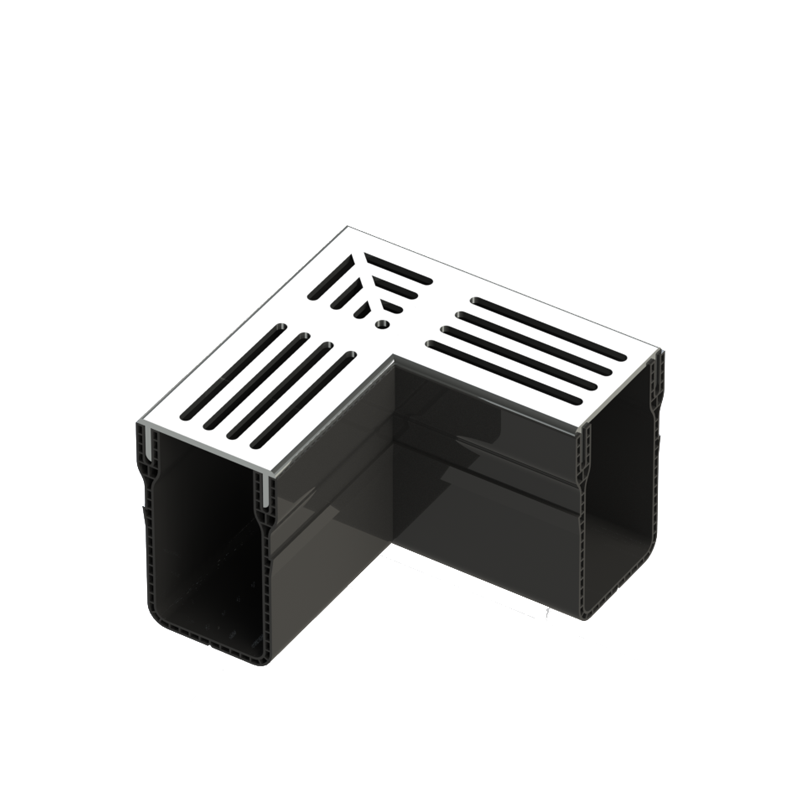 Hauraton E-TEC Threshold Channel Corner with Stainless Steel Grating