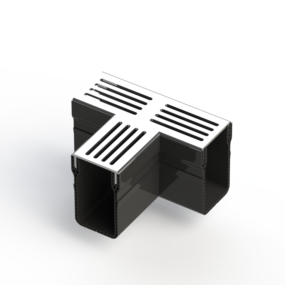 Hauraton E-TEC Threshold Channel T-junction with Stainless Steel Grating