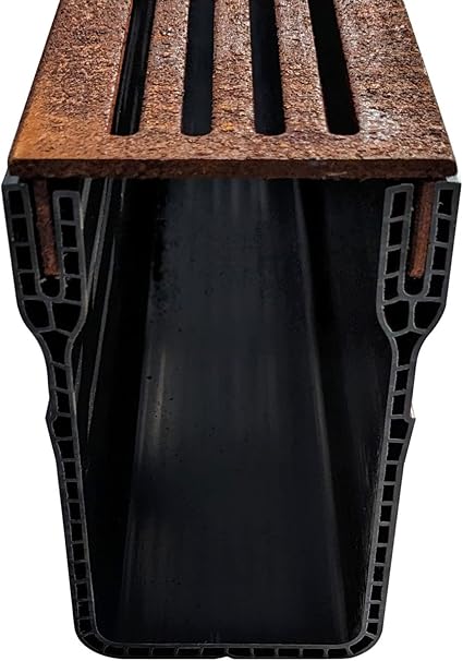Alusthetic PVC Threshold Channel Drain with CorTen Steel Grating