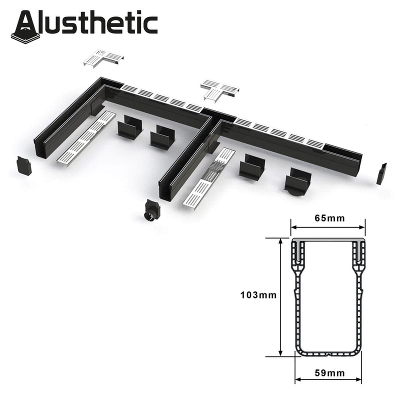 Alusthetic PVC Threshold Channel Drain with Aluminium Black Grating