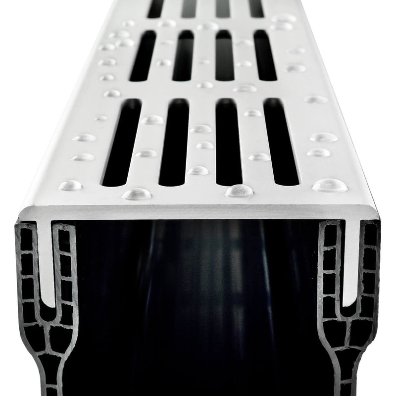 Alusthetic PVC Threshold Channel Drain with Aluminium Silver Grating