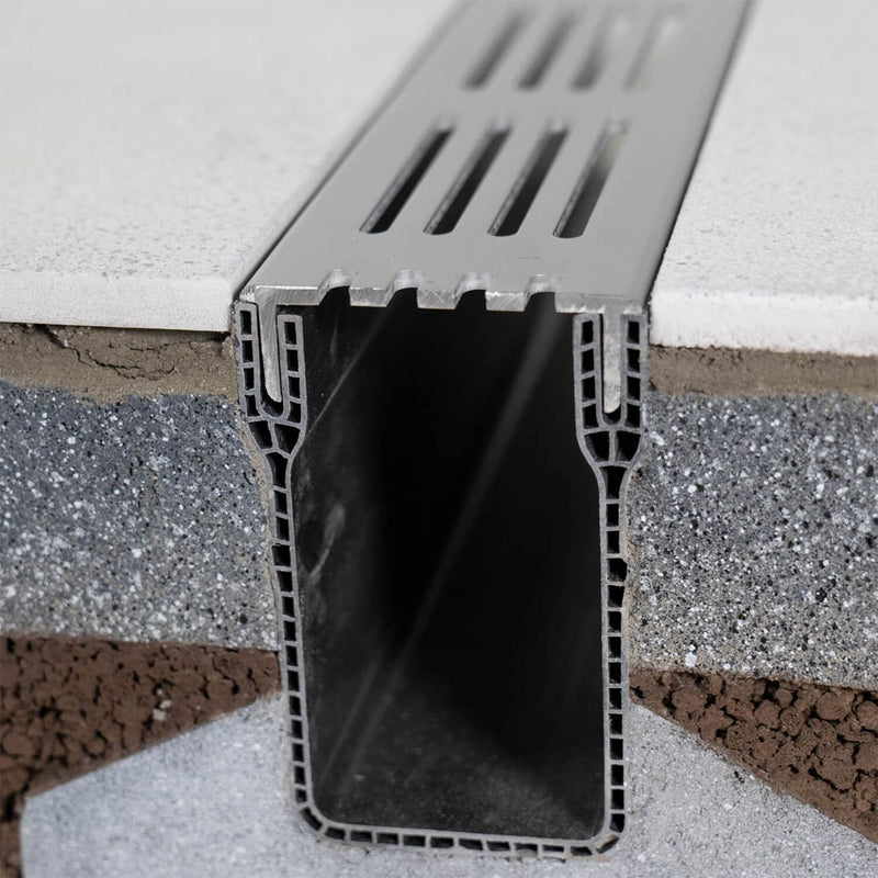 Alusthetic PVC Threshold Channel Drain with Aluminium Silver Grating