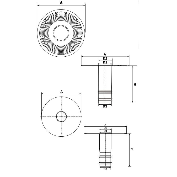 CMS EPDM Roof Drain to suit a 63mm Pipe