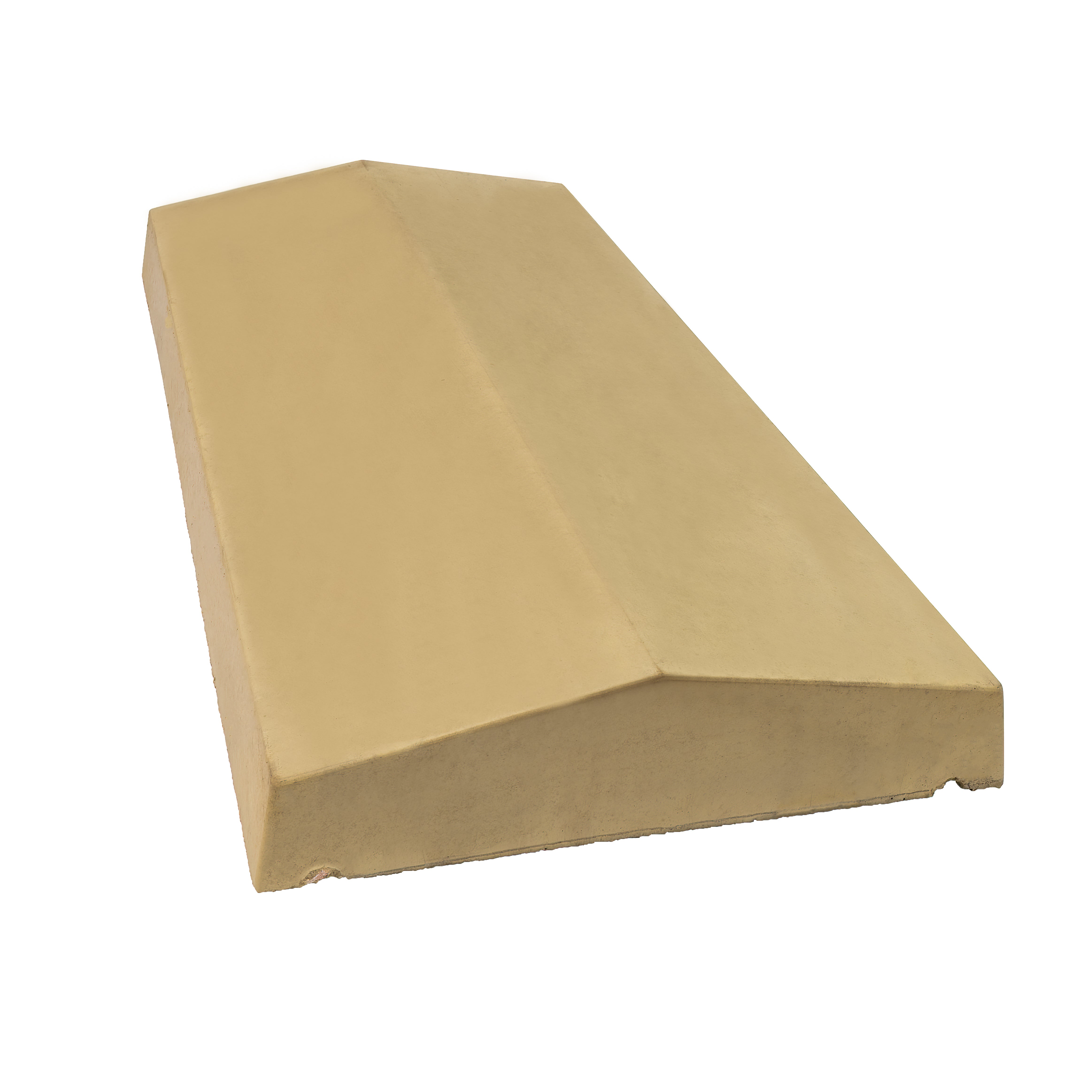 Sand twice weathered concrete coping stone with central ridge for dual water runoff