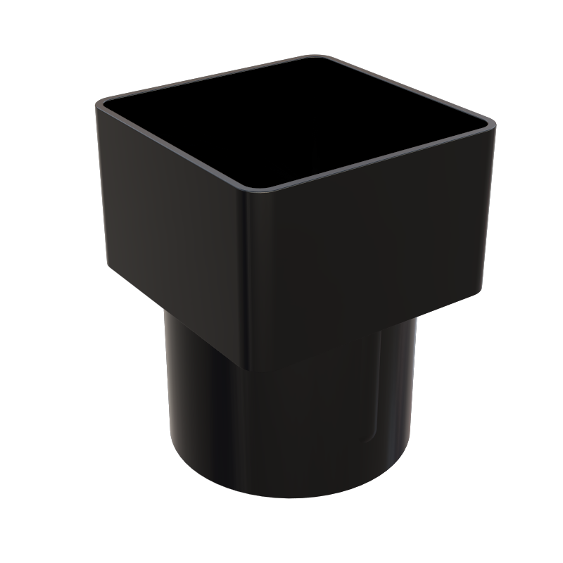 Freeflow Plastic Square to Round Pipe Adaptor - Black