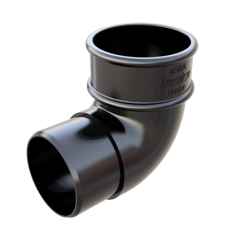 Freeflow Round Plastic Downpipe 90 Degree Offset Bend - Black