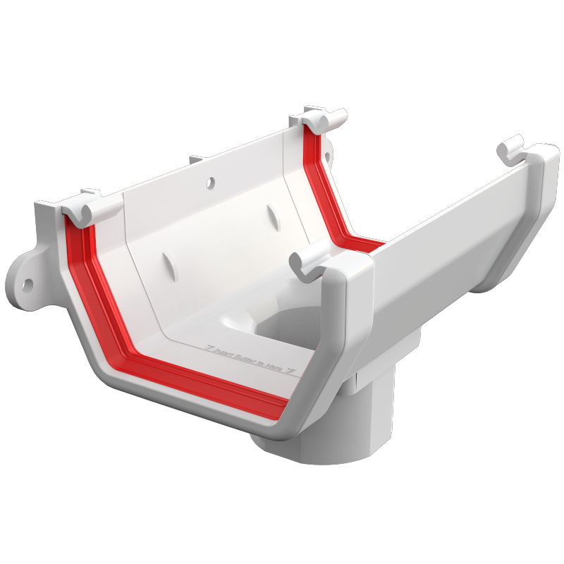 Freeflow Square Style Plastic Guttering Running Outlet - White