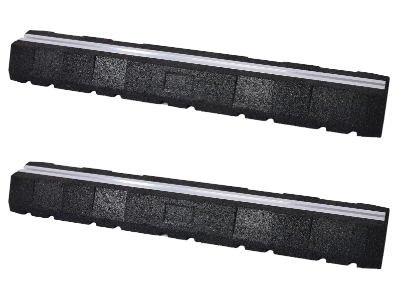 A pair of long black rubber blocks featuring an aluminum rail, suggesting a larger size for heavier or wider outdoor air conditioning and heat pump units.