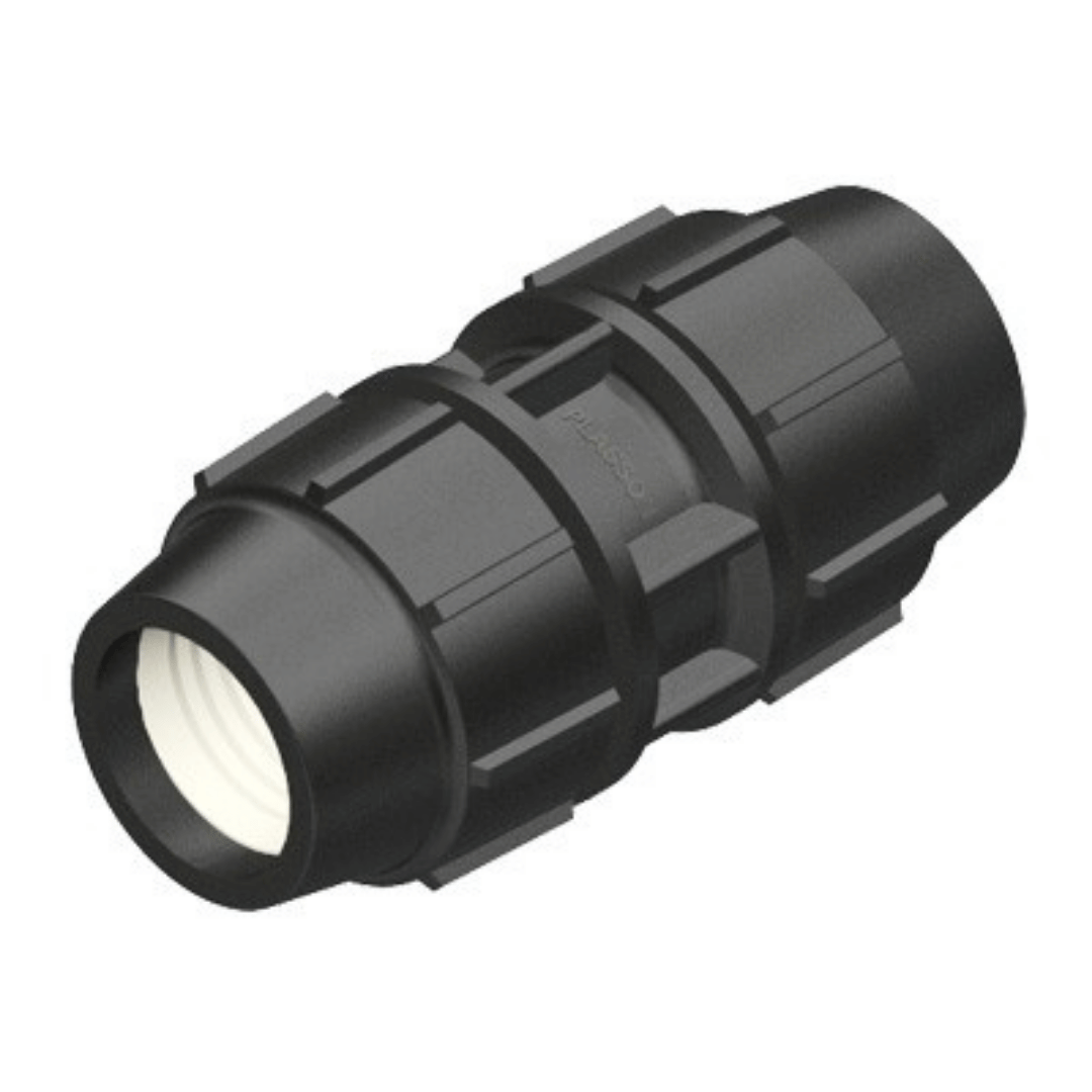 Black pipe fitting on a white background