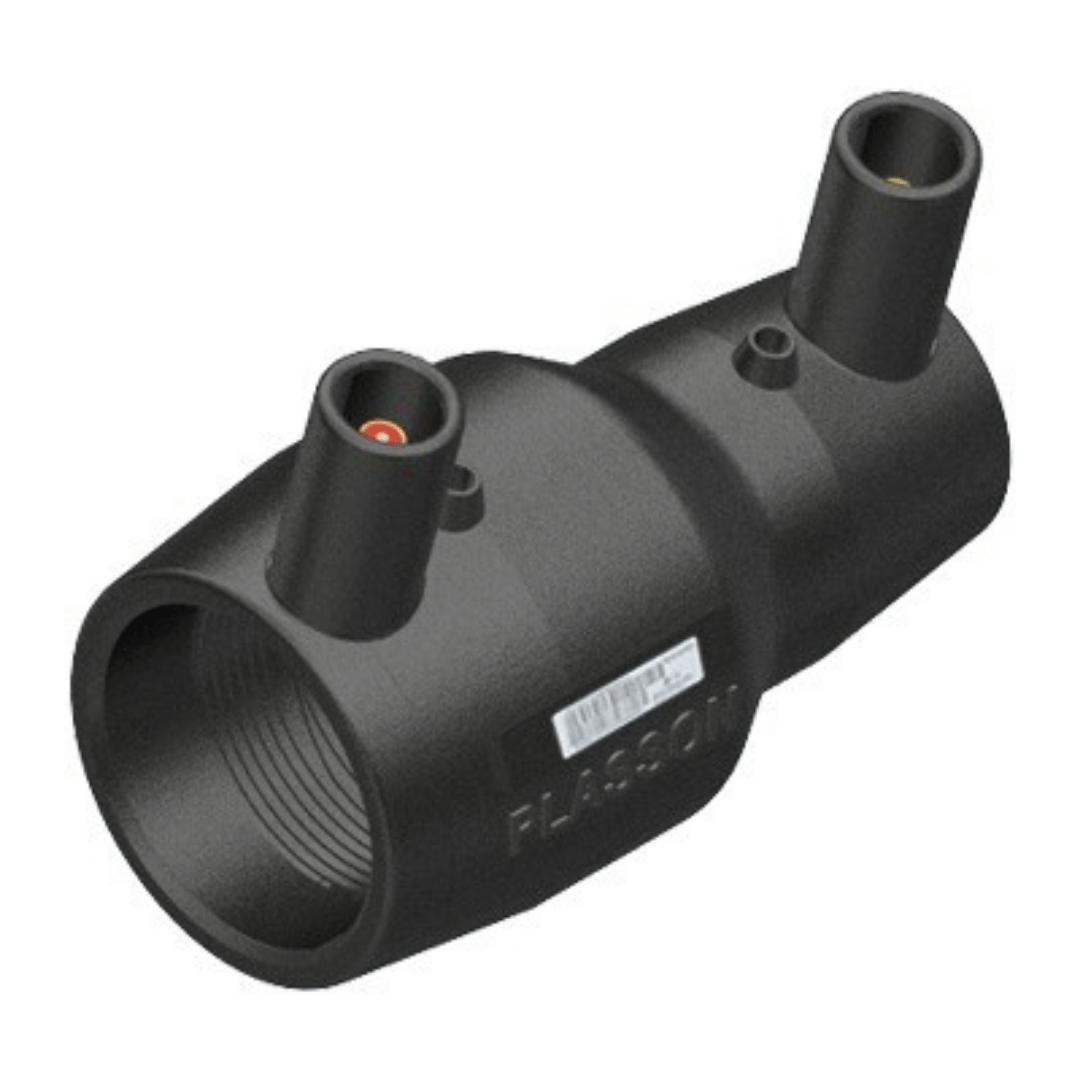 Black plastic component with 'Plasson' branding on a white background