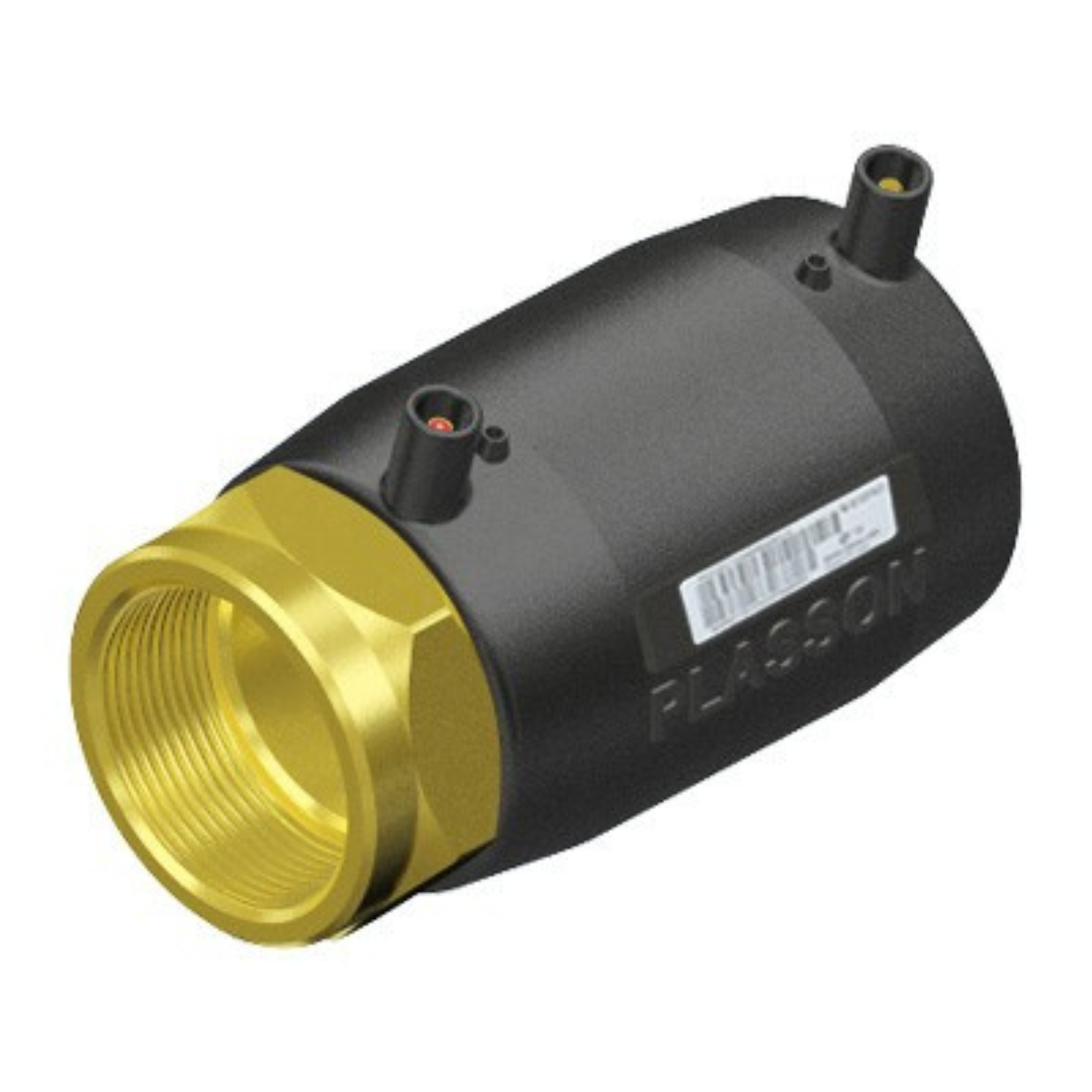 Black and gold cylindrical valve on a white background