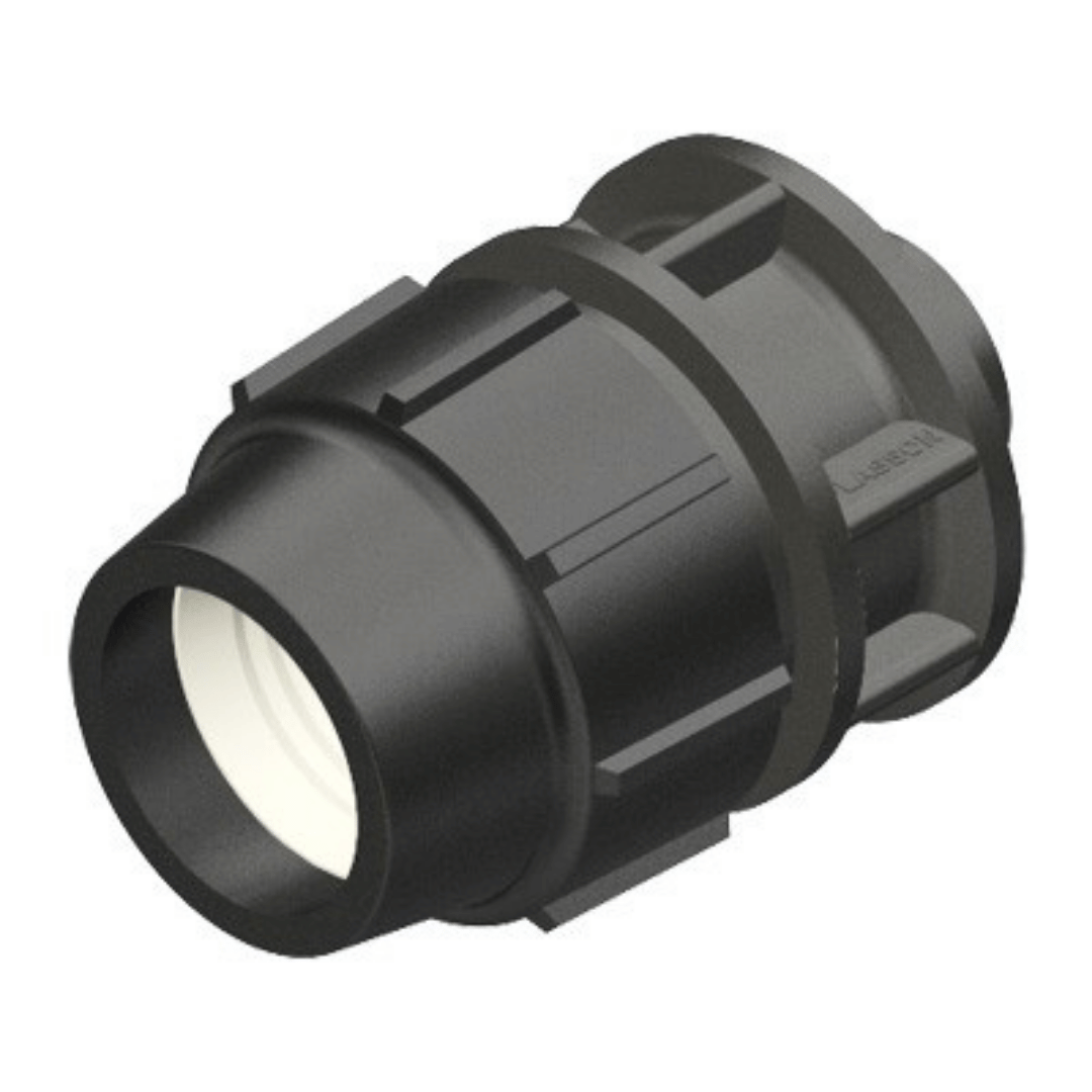 Black pipe connector on a white background