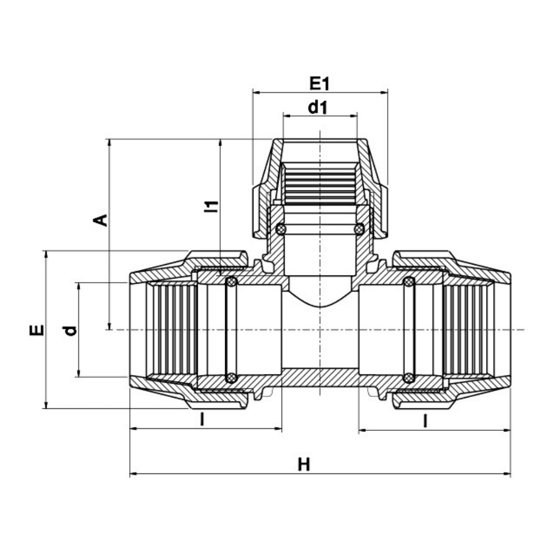 Plasson 7340 90° Reducing Tee Compression Fitting