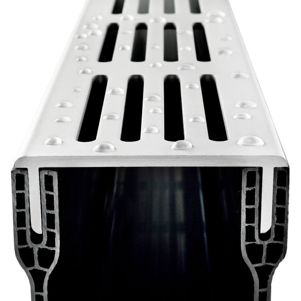 Alusthetic PVC Threshold Channel Drain with Aluminium Silver Grating