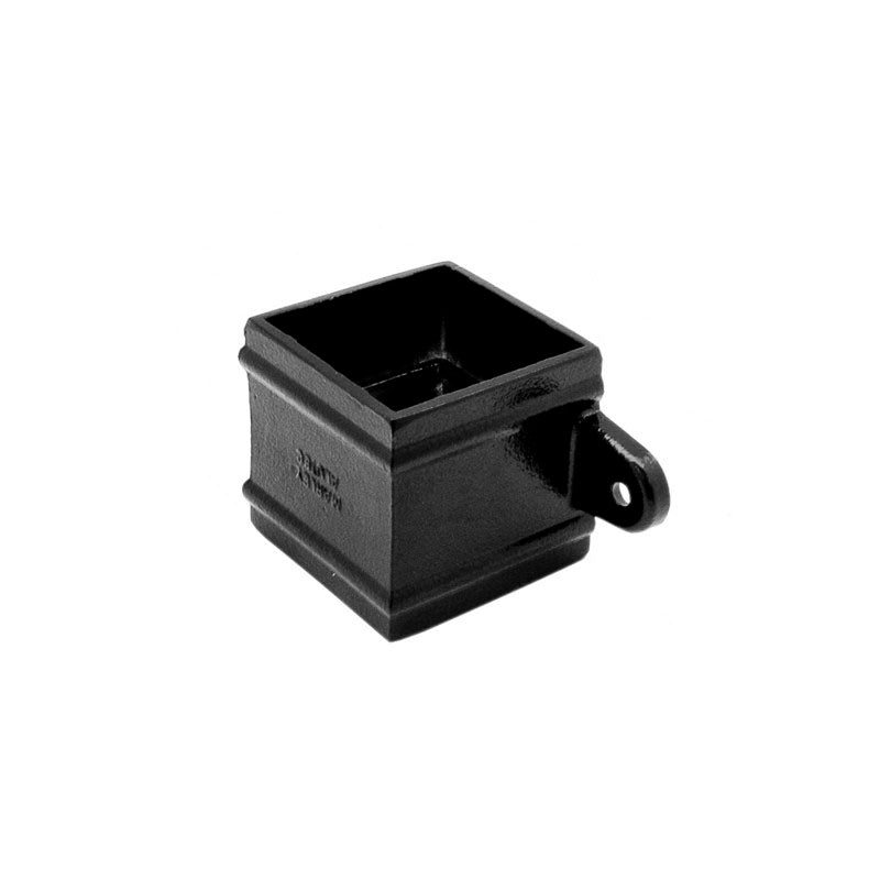 Aluminium square downpipe socket for rainwater gutter system