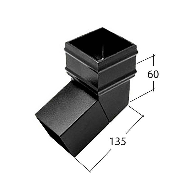 Alutec 72x72mm aluminium square downpipe bend 112.5 degrees

