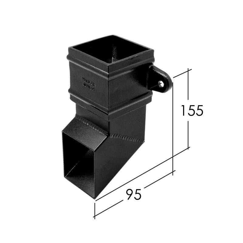 Alutec aluminium square downpipe shoe directing water away from building base