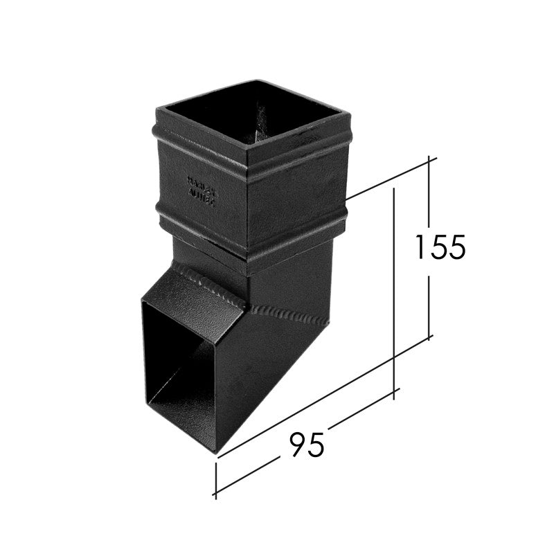 Aluminium downpipe shoe for 72x72mm non-eared square rainwater pipe