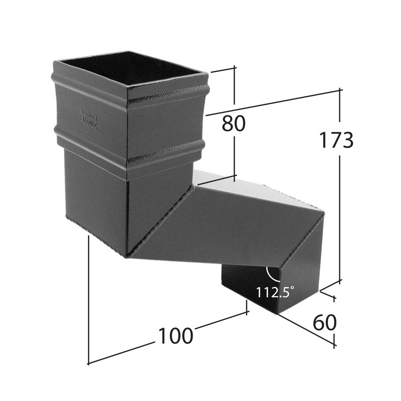 Aluminium square offset bend for Alutec 72x72mm downpipes

