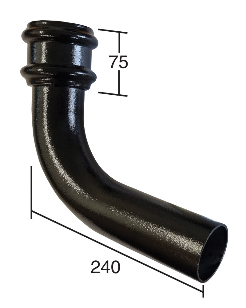 Alutec Tudor 76mm aluminium downpipe bend with 92.5 degree angle for smooth directional change

