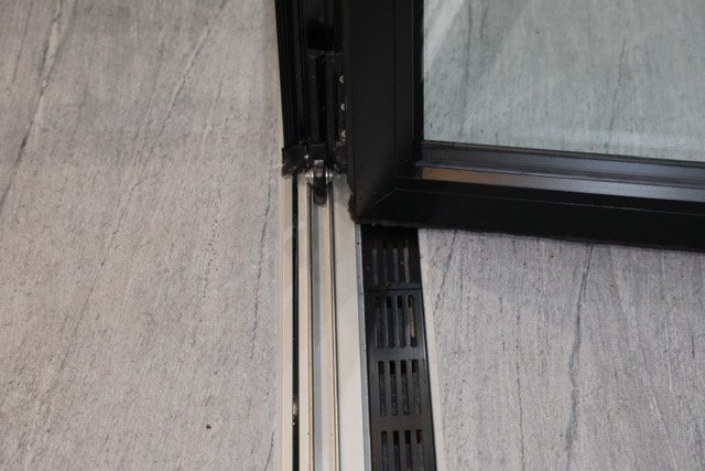 Alusthetic A15 PVC Threshold Channel Drain with Aluminium Black Grating